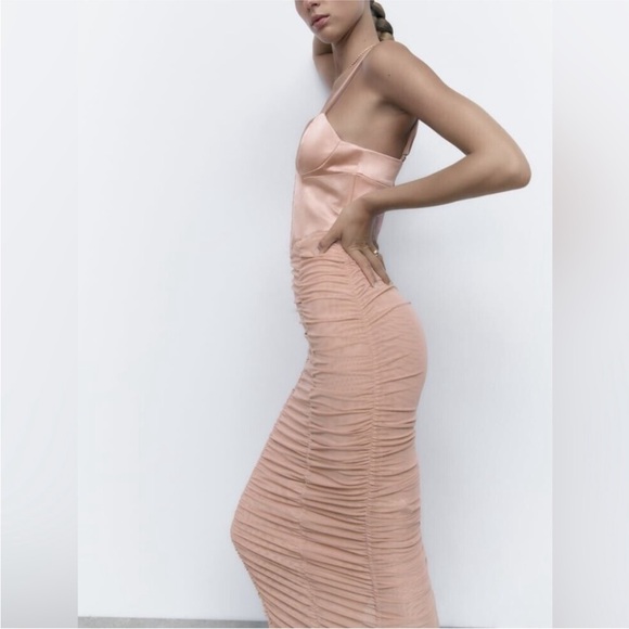 ZARA DRAPED TULLE CORSETRY-INSPIRED DRESS - Picture 3 of 6